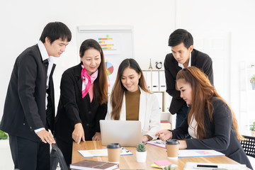 Team of business people are happy about work