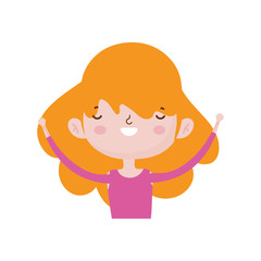 cute little girl happy cartoon character portrait