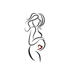 Simple Illustration of Pregnant Woman Vector Illustration