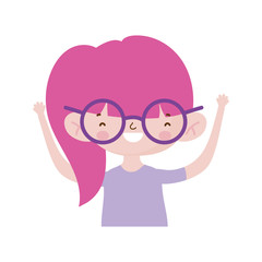 cute little girl happy cartoon character portrait