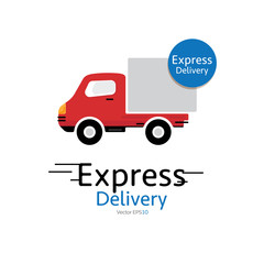 Delivery car vector icon with Express Delivery sign