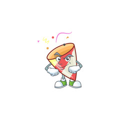 Exploding confetti mascot cartoon style with Smirking face