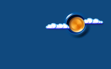Full Moon classic blue color Background. Abstract 3D illustration of a in clouds, minimal backdrop night sky with empty space. Vector Eps 10.