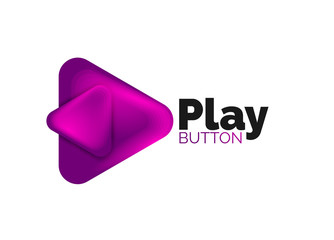 Play, arrow or download button icon, minimal design business logo template. 3d geometric bold in relief style with color blend steps effect. Vector Illustration For Wallpaper, Banner, Background, Card