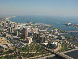 aerial view of long beach harbor