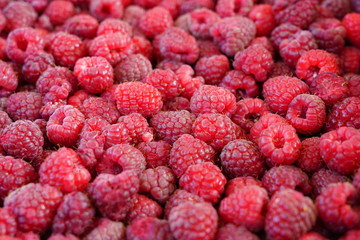 Fresh raspberries at a farmers market