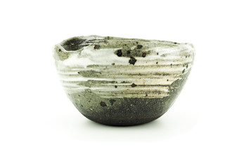  Grey empty ceramic bowl isolated on white background. 