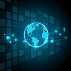 Digital technology and globes, abstract backgrounds, vector illustrations