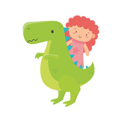kids toy, green dinosaur and little doll toys