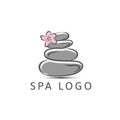 Vector wellness and spa center logo with abstract stylized stone isolated on white background