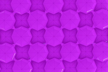 Obraz premium 3d rendering of protection and security concepts. Purple umbrellas from above seamless pattern in pastel tones. texture,weather, rain, collection, fashion.