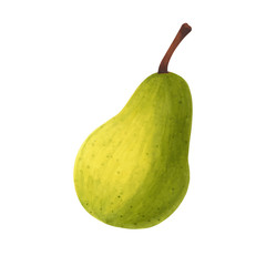 realistic green pear isolated on white background. Vector illustration