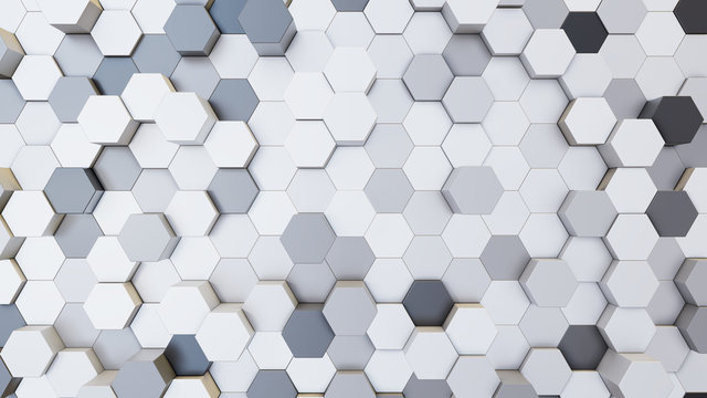 Abstract 3D illustration of colorful hexagons background
