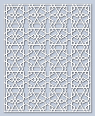 Template for laser cutting. Decorative panel. Oriental geometric pattern.