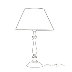 Obraz premium classic table lamp. vector linear image of the lamp. infinite line. one line