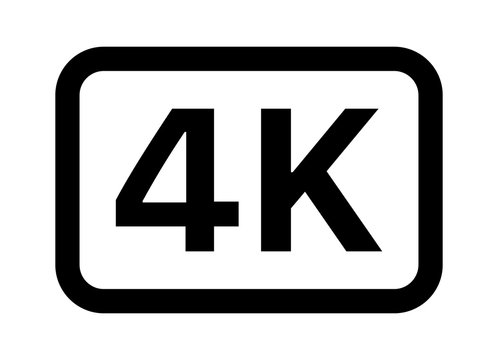 4K UHD video image resolution or media badge label line art vector icon for apps and websites