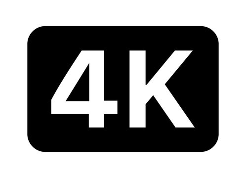 4K UHD video image resolution or media badge label flat vector icon for apps and websites