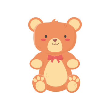 kids toy, cute teddy bear with bow tie icon