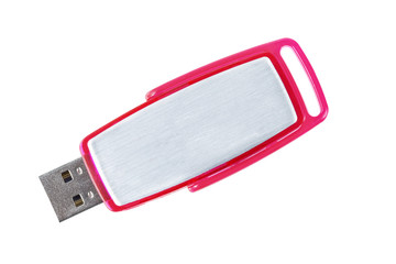 USB Red and Metalic Flash Drive