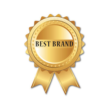 Best brand award label golden colored