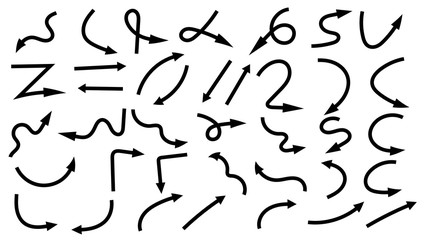 Hand drawn arrow vector icons set. sketch arrow design for business plan and education.