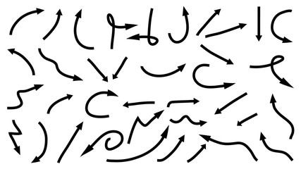 Hand drawn arrow vector icons set. sketch arrow design for business plan and education.