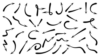 Hand drawn arrow vector icons set. sketch arrow design for business plan and education.