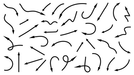 Hand drawn arrow vector icons set. sketch arrow design for business plan and education.