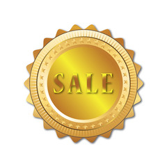 Sale gold badge with white background