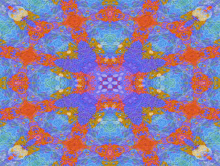 3D colorful Kaleidoscope vintage abstract illustration background. Digital art pattern