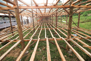 skeleton of a building made of wood
