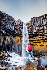 Svartifoss waterfall is Iceland's black waterfall, Iceland