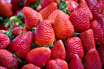 Lot of strawberries at market