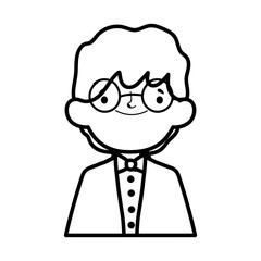 wedding groom man cartoon character in suit portrait thick line