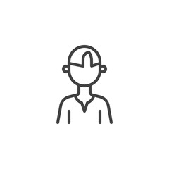 Fototapeta premium Young boy avatar line icon. Male user profile linear style sign for mobile concept and web design. Faceless man person outline vector icon. People avatar symbol, logo illustration. Vector graphics