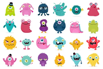 Fotobehang Leuke en kawaii monster kinderen pictogramserie. © TWINS DESIGN STUDIO