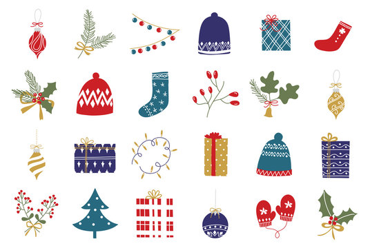 Merry Christmas and Happy New Year icon set, Winter and gif icon design collection.