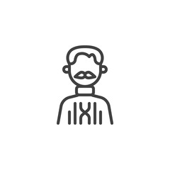 Man with a mustache avatar line icon. linear style sign for mobile concept and web design. Faceless farmer man outline vector icon. Symbol, logo illustration. Vector graphics