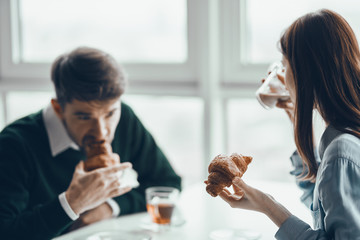 couple having dinner in restaurant