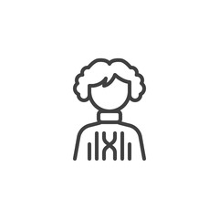 Curly hair boy avatar line icon. linear style sign for mobile concept and web design. Faceless country boy outline vector icon. Symbol, logo illustration. Vector graphics