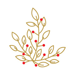 Christmas hand-drawn plants flat design