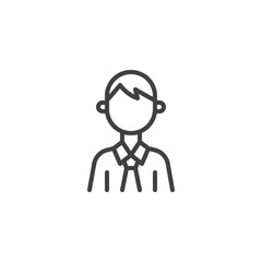 Office worker avatar line icon. Male user linear style sign for mobile concept and web design. Faceless businessman portrait outline vector icon. Symbol, logo illustration. Vector graphics
