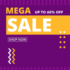 Mega sale discount. Sale banner template. Illustration of mega sale Template, Retail or online store. Vector