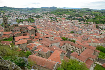 Fototapeta na wymiar Le Puy Cathedral sometimes referred to as the Cathedral of Our Lady of the Annunciation, is a Roman Catholic church located in Le Puy-en-Velay, Auvergne, France. The cathedral is a national monument.
