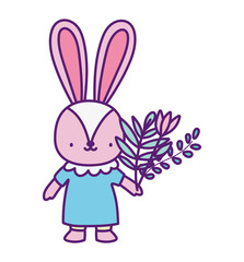 baby shower female rabbit with dress and flowers decoration