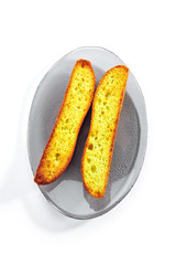 Toasted French Garlic Baguette Slices with Olive Oil