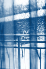 Snow Winter in a Window classic blue toned