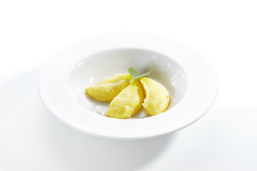 Exquisite Serving Mashed Potato or Mash on White Plate Isolated