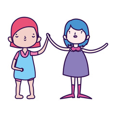 group little girls friends cartoon character