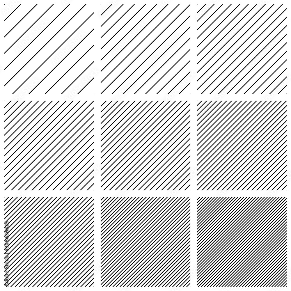Poster Set square patterns with diagonal lines stripes, vector diagonal parallel lines wallpaper texture